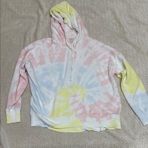 Aerie Pastel Tie-Dye Hoodie Sweater - Pink, Yellow, Blue